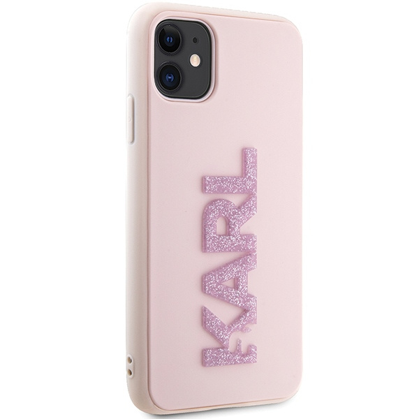 Etui Karl Lagerfeld Klhcn613dmbkcp iPhone 11 / Xr 6.1" Różowy/pink Hardcase 3d Rubber Glitter Logo Case