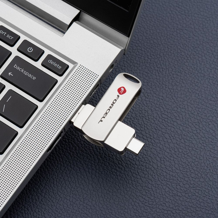 Pendrive 32GB USB 3.2 Gen 1 (USB A / USB C) Forcell F-Data Metal Duo srebrny
