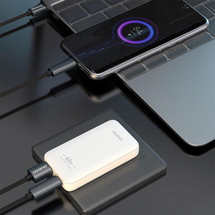 Ładowarka sieciowa GaN Dudao A65Q 65W USB-A / USB-C PD ultracienka - biała