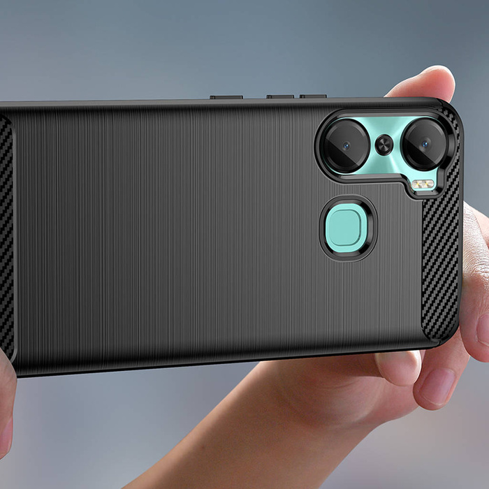 Etui Carbon Case etui do Infinix Hot 12 Pro elastyczny silikonowy karbonowy pokrowiec czarne Case