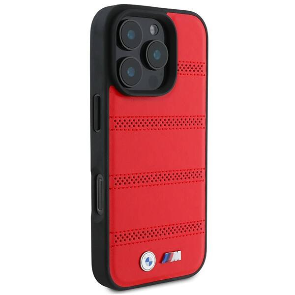 Etui BMW iPhone 16 Pro 6.3" czerwony/red hardcase M Perforated And Stitched Line MagSafe