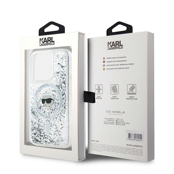 Etui Karl Lagerfeld KLHMP15LLGKISGH iPhone 15 Pro 6.1" hardcase transparent Liquid Glitter Karl Head Magsafe