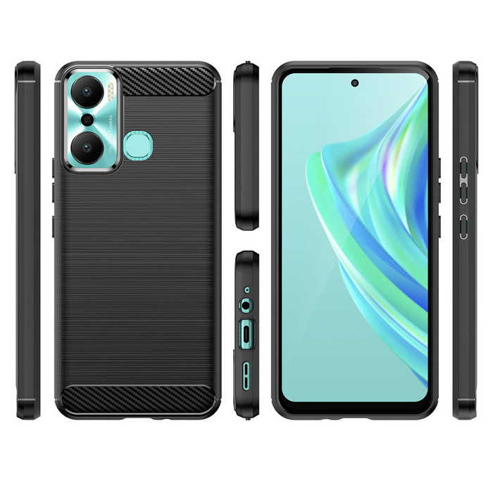 Etui Carbon Case etui do Infinix Hot 20 Play elastyczny silikonowy karbonowy pokrowiec czarne Case