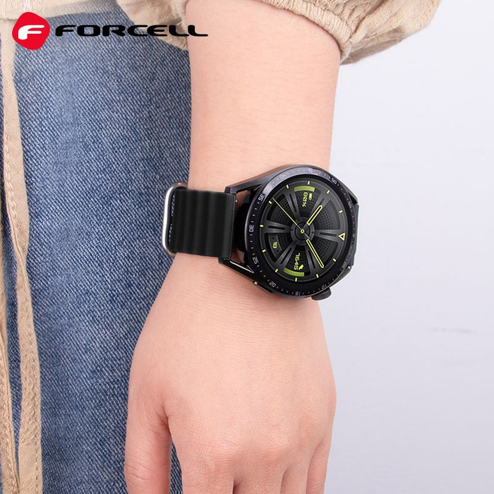 Pasek do Samsung Galaxy Watch Forcell Forcell F-Design FS01 dziurki silikon 22 mm czarny