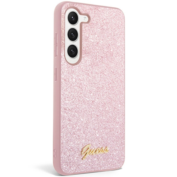 Etui Guess GUHCS23SHGGSHP S23 S911 różowy/pink hard case Glitter Script Case
