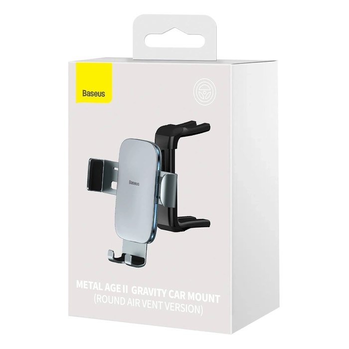 Baseus Metal AgeⅡ uchwyt grawitacyjny do okrągłej kratki nawiewu samochodowego ciemnoszary (SUJS030013)