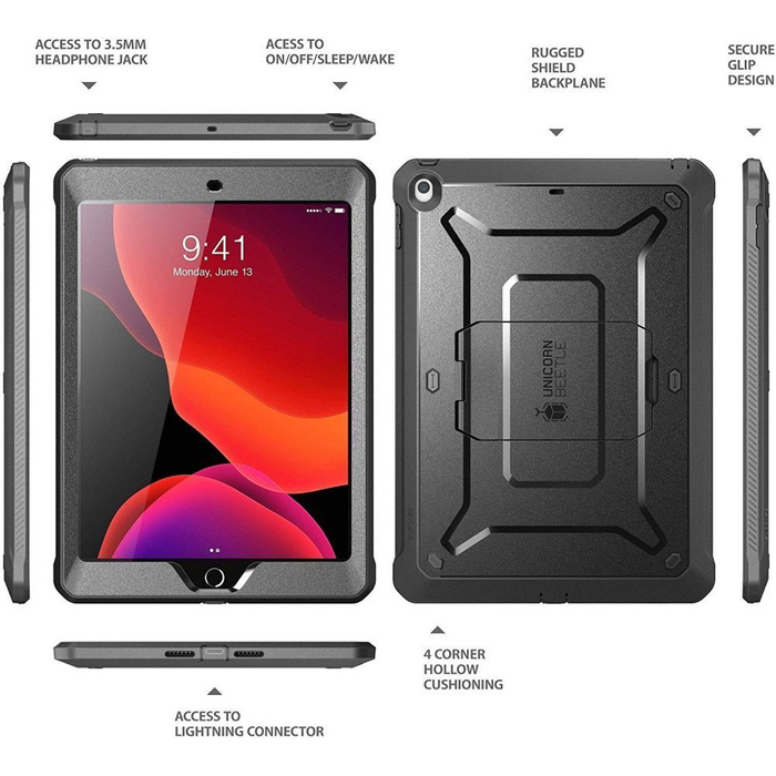 Etui SUPCASE Unicorn Beetle Pro Ipad 10.2 2019 Black Czarne Case