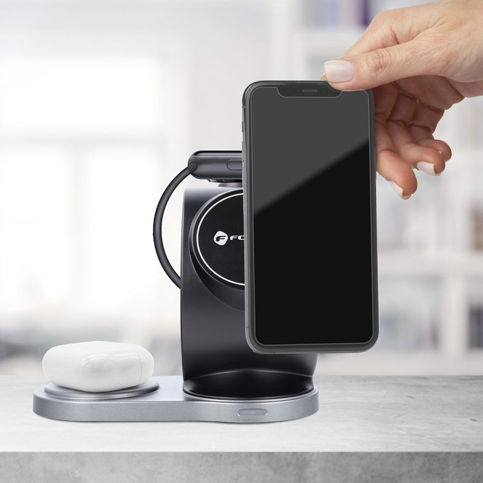 FORCELL F-ENERGY Sail Mag ładowarka indukcyjna 3w1 kompatybilna z MagSafe Qi 15W czarna