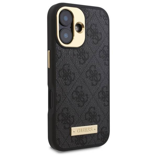 Etui Guess iPhone 16 6.1" czarny/black hardcase 4G Logo Plate MagSafe