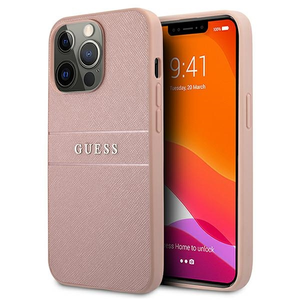 Etui GUESS Apple iPhone 13 Pro Max Saffiano Stripe Różowy Hardcase