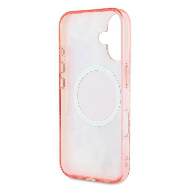 Etui Guess iPhone 16 Plus 6.7" różowy/pink hardcase IML Flower & Tonal Circle MagSafe