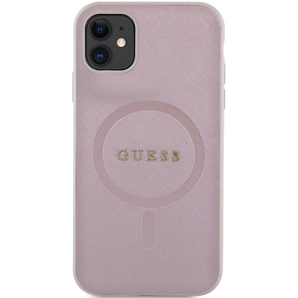 Etui Guess GUHMN61PSAHMCP iPhone 11 / Xr 6.1" różowy/pink hardcase Saffiano MagSafe Case