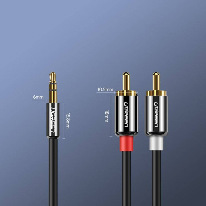 Ugreen kabel przewód audio 3,5 mm mini jack - 2RCA 2 m czarny (AV116 10584)