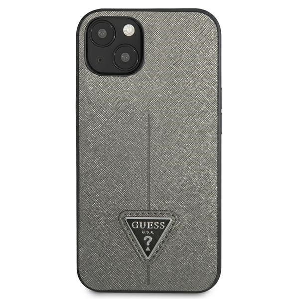Etui GUESS Apple iPhone 13 Mini Saffiano Triangle Logo Srebrny Hardcase