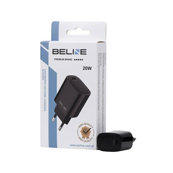 Beline Ład. siec. 1x USB-C 20W czarna/black (only head) PD 3.0  BLNCB20