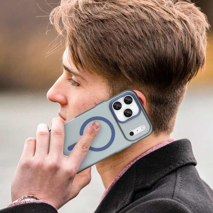 Etui Magnetic iPhone 17 Pro Max Abrasive MagSafe Matowe Niebieskie