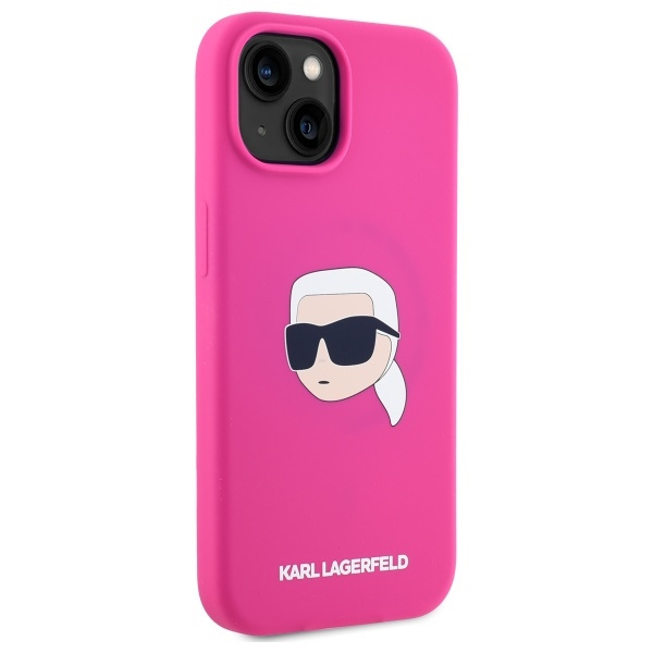 Karl Lagerfeld KLHMP15SSKHPPLF iPhone 15  6.1" fuksja/fuschia hardcase Silicone Karl Head Print MagSafe
