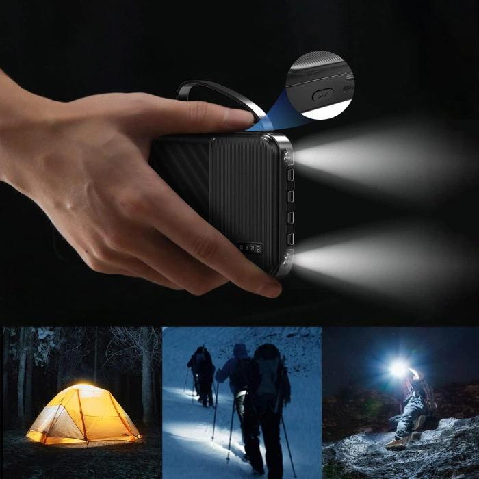 Powerbank Dudao K11 10000mAh z wbudowanymi kablami - czarny