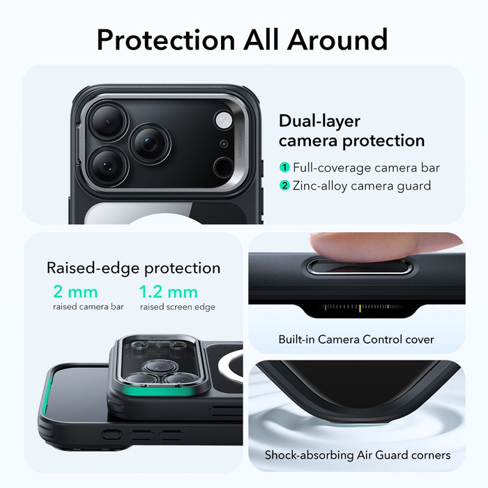 ESR CLASSIC HYBRID KICKSTAND MAGSAFE IPHONE 17 PRO CLEAR/BLACK