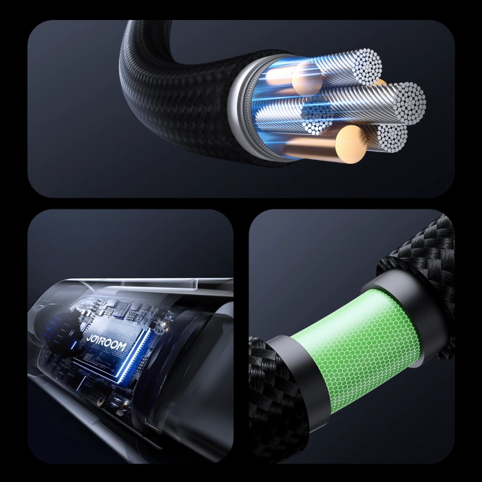 Kabel Joyroom S-A16 Pro Prism Series 100W USB-C - USB-C z wyświetlaczem cyfrowym 1,2m - czarny