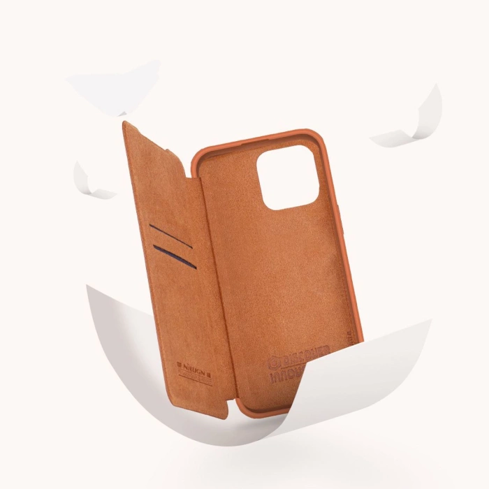 Etui Nillkin Qin Leather Pro Case etui iPhone 14 Pro Max osłona na aparat kabura pokrowiec obudowa z klapką niebieski