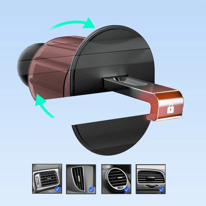 Uchwyt na smartfona Dudao F2+ na kratkę nawiewu, zaciskowy - czarny