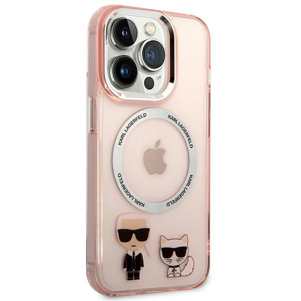 Etui Karl Lagerfeld iPhone 14 Pro 6,1" hardcase różowy/pink Karl & Choupette Aluminium Magsafe