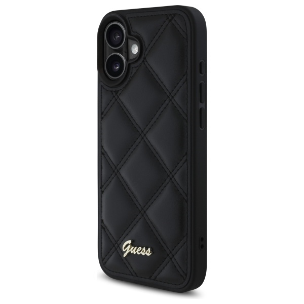 Etui Guess iPhone 16 6.1" czarny/black hardcase Quiled Metal Logo
