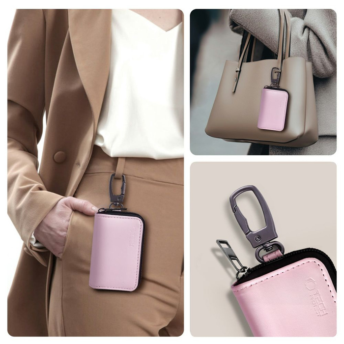 KLATKA FARADAYA TECH-PROTECT KLR300 POUCH KEYLESS RFID SIGNAL BLOCKER CASE PINK
