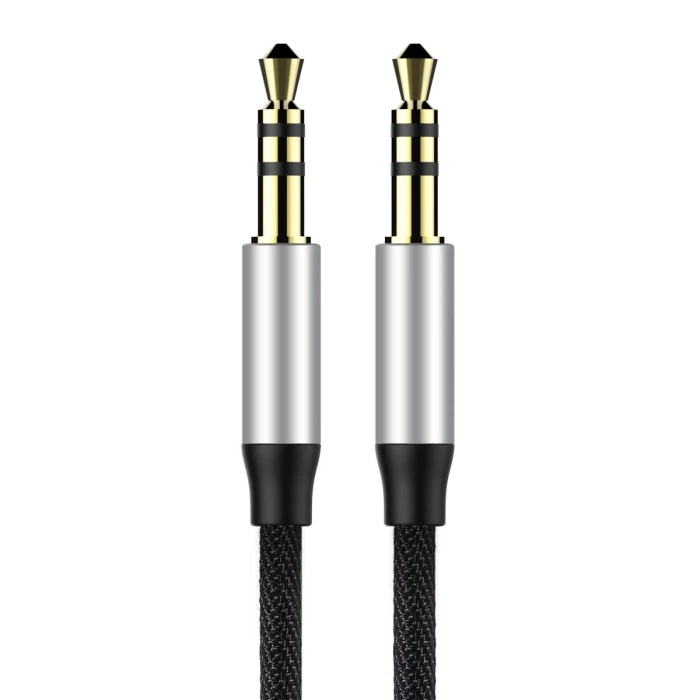 Baseus Yiven M30 kabel audio stereo AUX 3,5 mm męski mini jack 1m srebrno-czarny (CAM30-BS1)