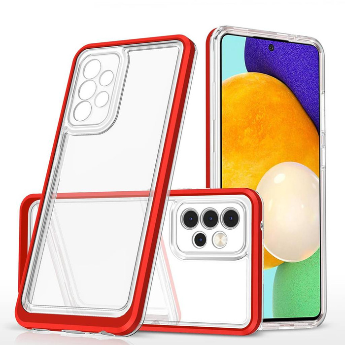 Etui Clear 3in1 etui do Samsung Galaxy A73 żelowy pokrowiec z ramką czerwony