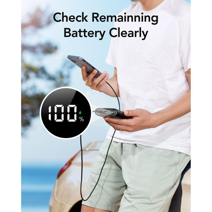 VEGER powerbank 25000 mAh z wbudowanymi kablami Typ C / Lightning PD 130W TCE130 (W2503) czarny