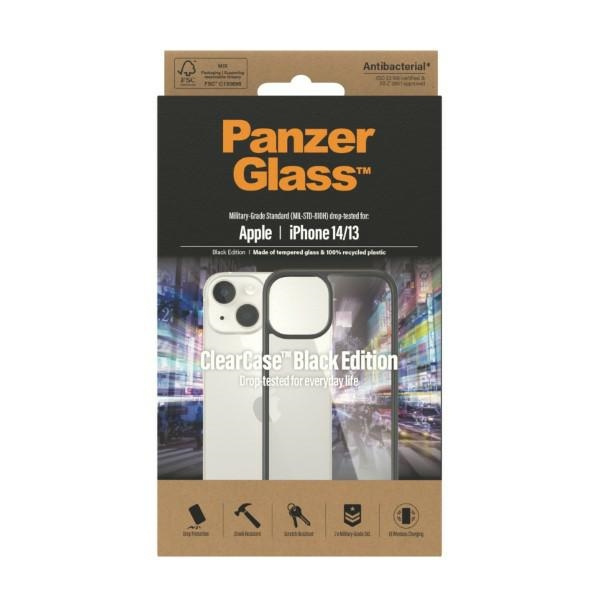 Etui PanzerGlass ClearCase iPhone 14/13 6.1" Antibacterial czarny/black 0405