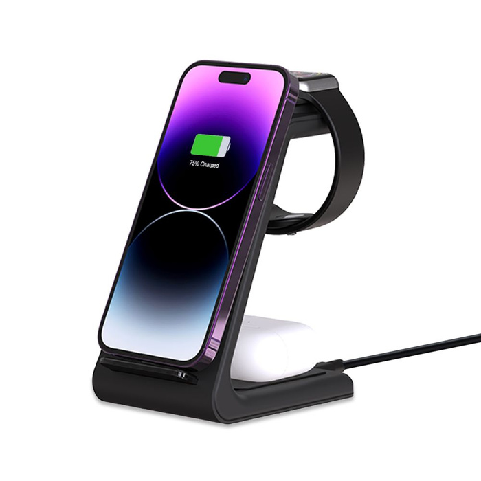 Ładowarka TECH-PROTECT A8 3IN1 WIRELESS CHARGER BLACK