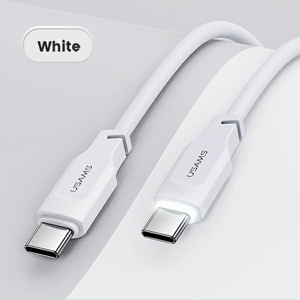 USAMS Kabel USB-C na USB-C PD Fast Charging 1,2m 100W Lithe Series biały/white SJ567USB02 (US-SJ567)