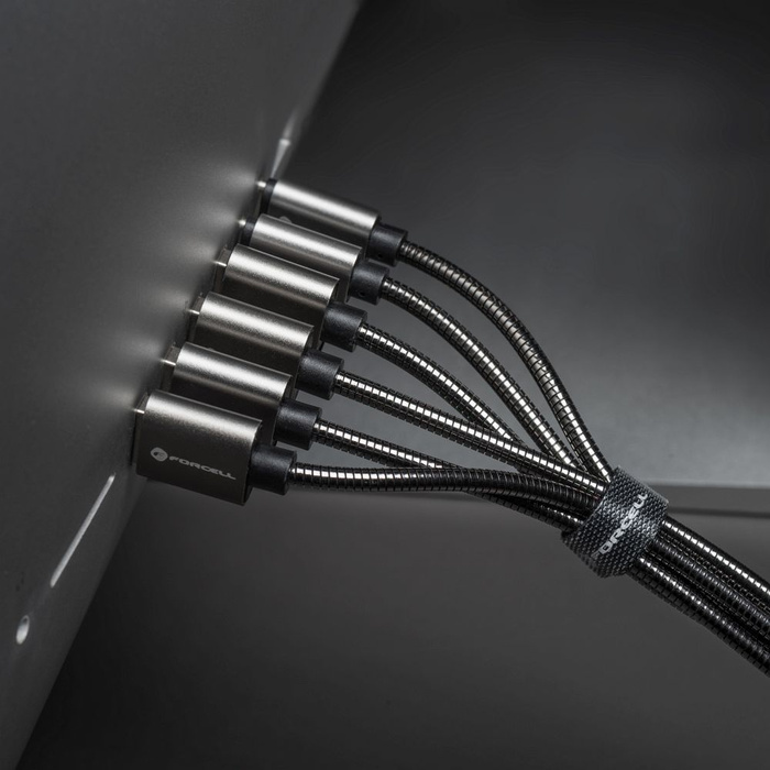 Kabel USB C do USB C Forcell F-Energy QC4.0 PD 5A 100W E-Mark Metal 2 m C239 srebrny