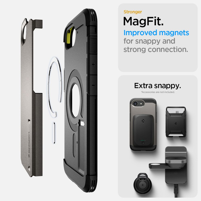 ETUI SPIGEN IPHONE 16E TOUGH ARMOR MAG MAGSAFE GUNMETAL