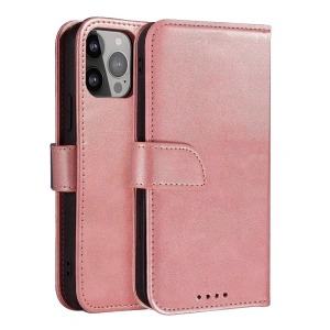 Magnet Case elegancki futerał etui pokrowiec z klapką i funkcją podstawki iPhone 14 Plus różowy