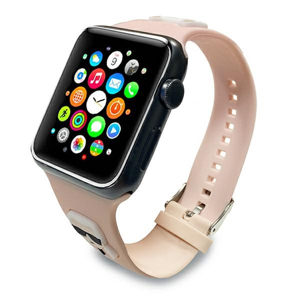 Pasek Karl Lagerfeld Pasek KLAWLSLCKP Apple Watch 42/44/45mm różowy/pink strap Silicone Karl & Choupette Heads