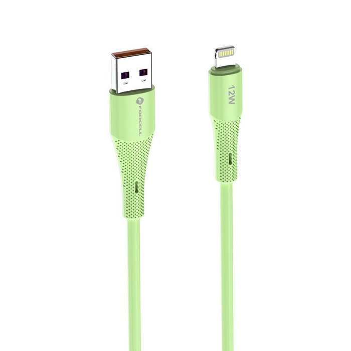 Kabel USB A do Lightning Forcell F-Energy 2,4A 12W Silicone 1 m C343 zielony