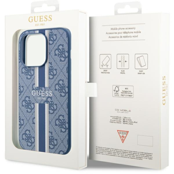 Etui Guess GUHMP14LP4RPSB iPhone 14 Pro 6.1" niebieski/blue hardcase 4G Printed Stripes MagSafe Case