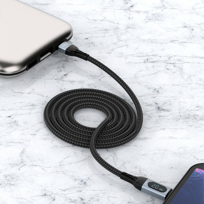 Dudao kabel USB Typ C - Lightning szybkie ładowanie PD 20W czarny (L7MaxL)