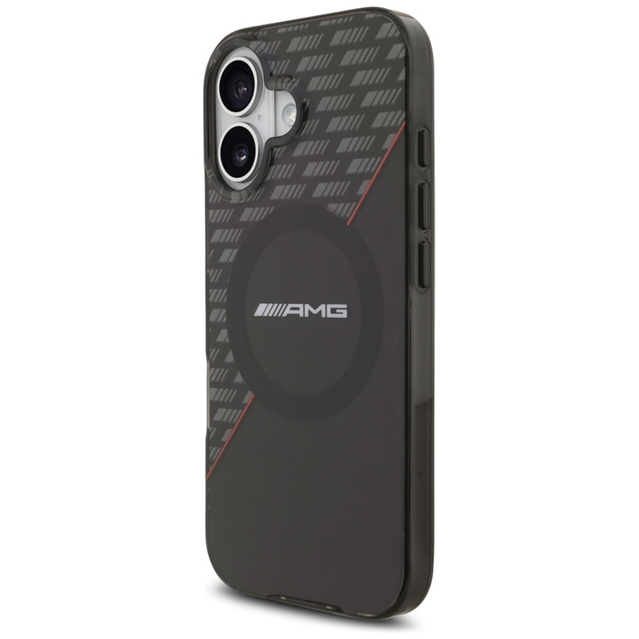 Etui AMG Double Layer Transparent Rhombs MagSafe do iPhone 17 czarny/czerwony