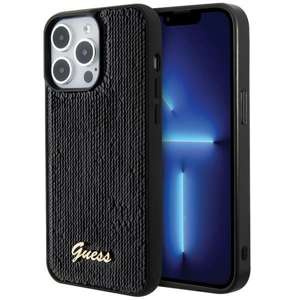 Etui Guess GUHCP15LPSFDGSK iPhone 15 Pro 6.1" czarny/black hardcase Sequin Script Metal Case