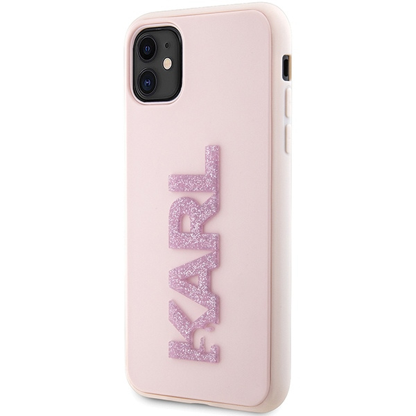 Etui Karl Lagerfeld Klhcn613dmbkcp iPhone 11 / Xr 6.1" Różowy/pink Hardcase 3d Rubber Glitter Logo Case