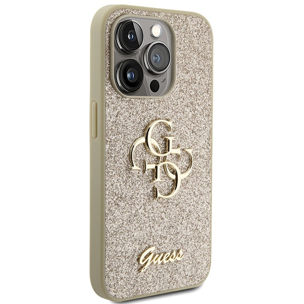 Etui Guess GUHCP15XHG4SGD iPhone 15 Pro Max 6.7" złoty/gold hardcase Glitter Script Big 4G Case