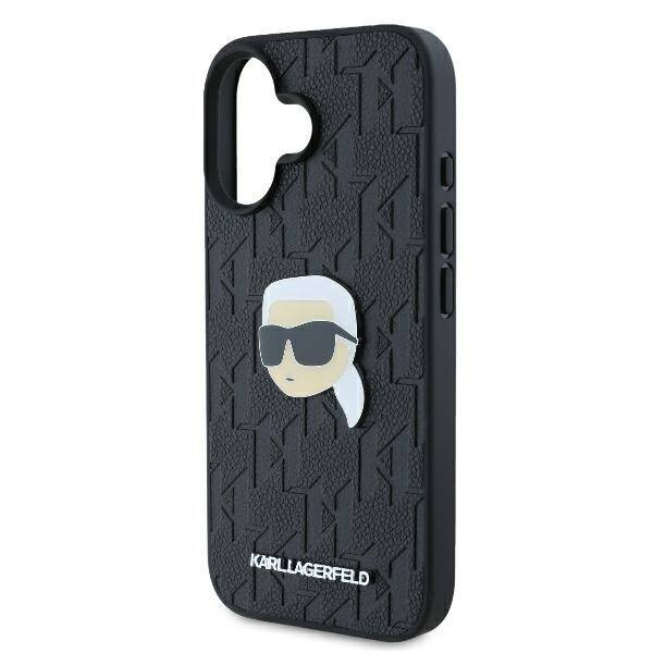 Etui Karl Lagerfeld iPhone 16 6.1" czarny/black hardcase Monogram Karl Head Pin