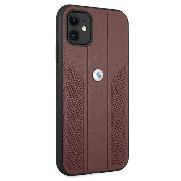 Etui BMW Apple iPhone 11 Leather Curve Perforate Czerwony Hardcase