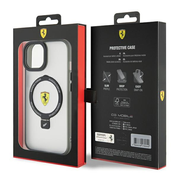 Etui Ferrari FEHMP15MUSCAH iPhone 15 Plus / 14 Plus 6.7" transparent hardcase Ring Stand 2023 Collection MagSafe Case