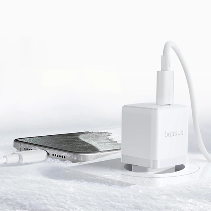 Ładowarka sieciowa Baseus Palm 1C 20W (z kablem Baseus Mini White USB-C 60W (20V/3A) 1m) - biała